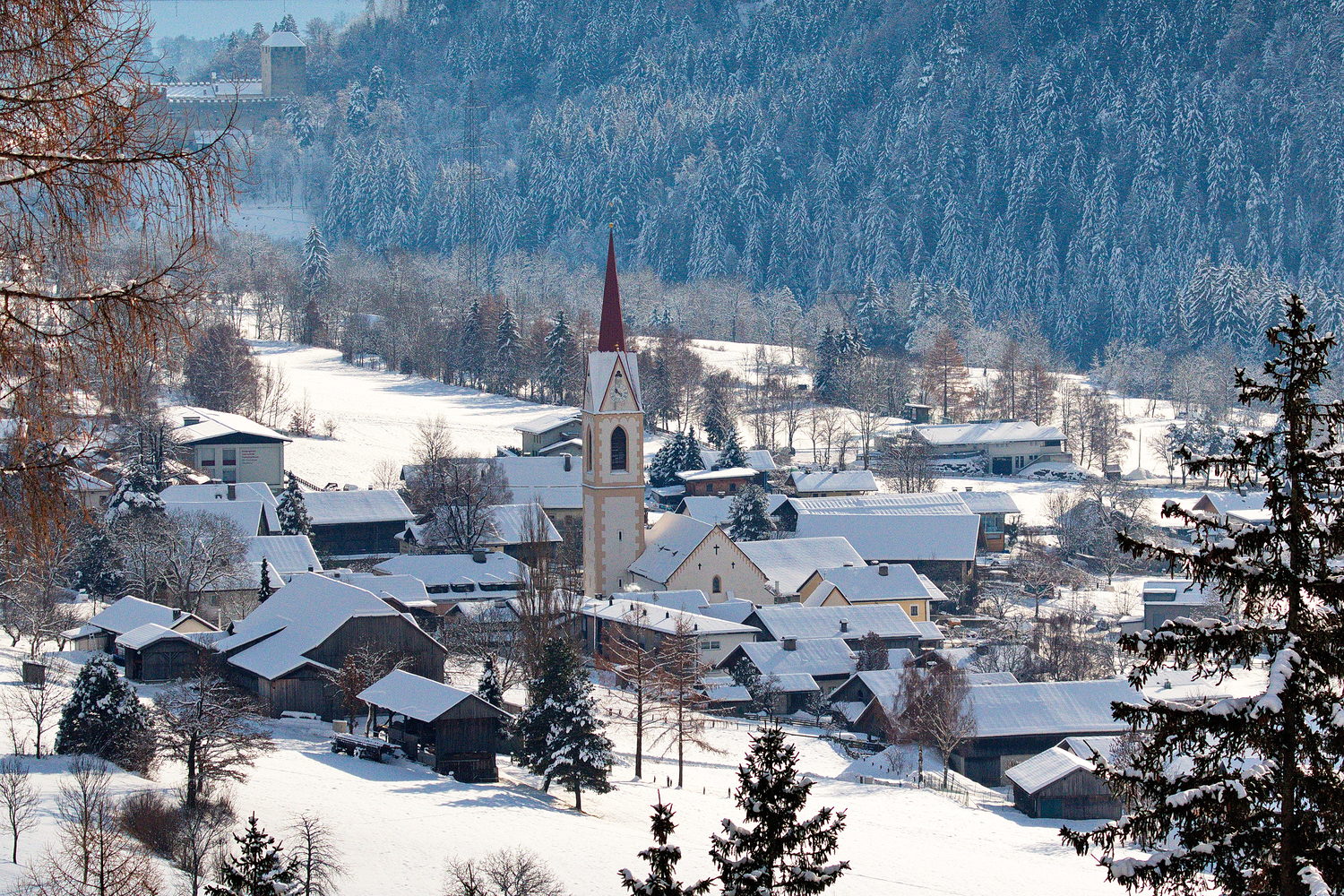 AA Beschlagwortet, Kirchdorf, Kirche, Winter